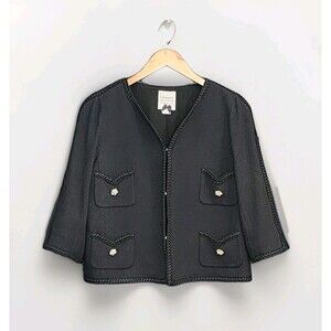 Edward Achour Paris Button Detail Crop Blazer Quiet Luxury Old Money Mature